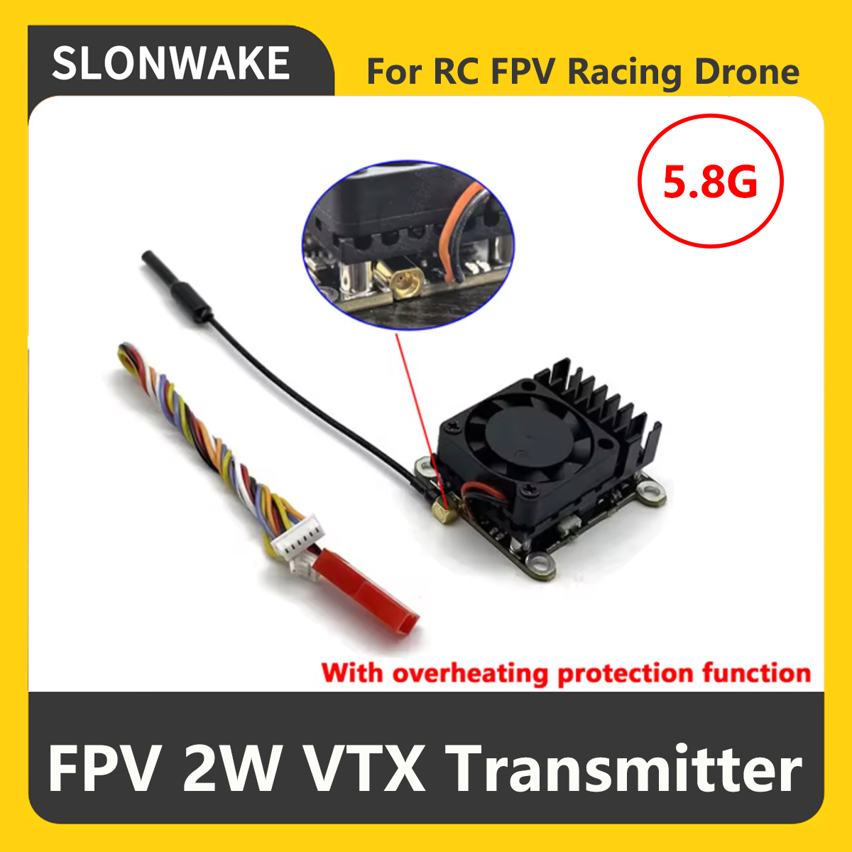 SLONWAKE 5.8G 2000mW FPV VTX T - огляд і ціна Receiver Rc Drone