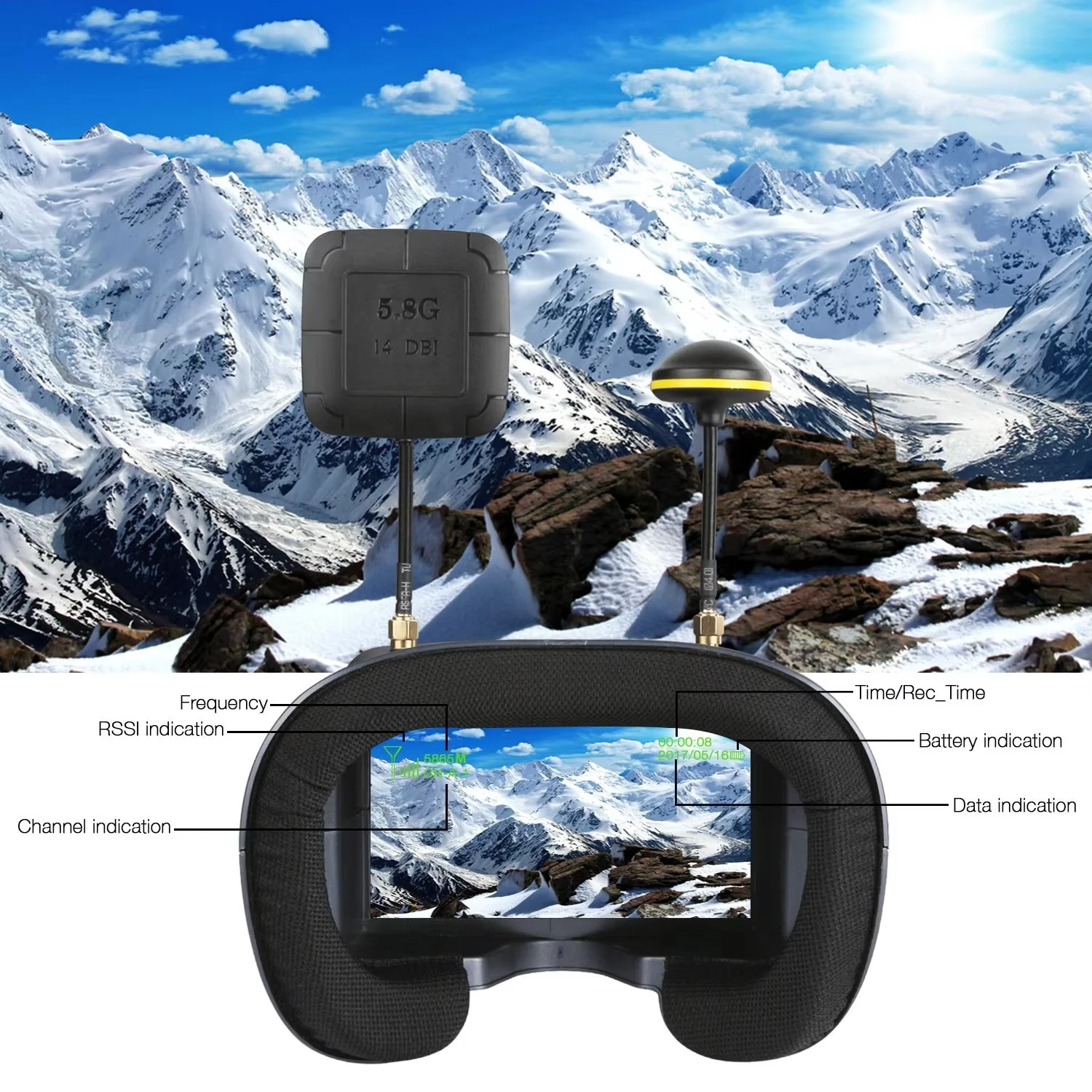 SkyDElEV800D 5 Inch 800*480 FP - огляд і ціна Fpv Goggles Headset